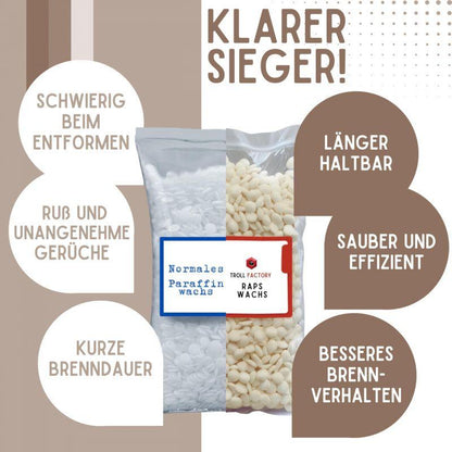 TFC Rapswachs Kerzenwachs vegan Kerzen gießen Naturbasis TOP Wachs Pastillen - Gewicht 4 kg