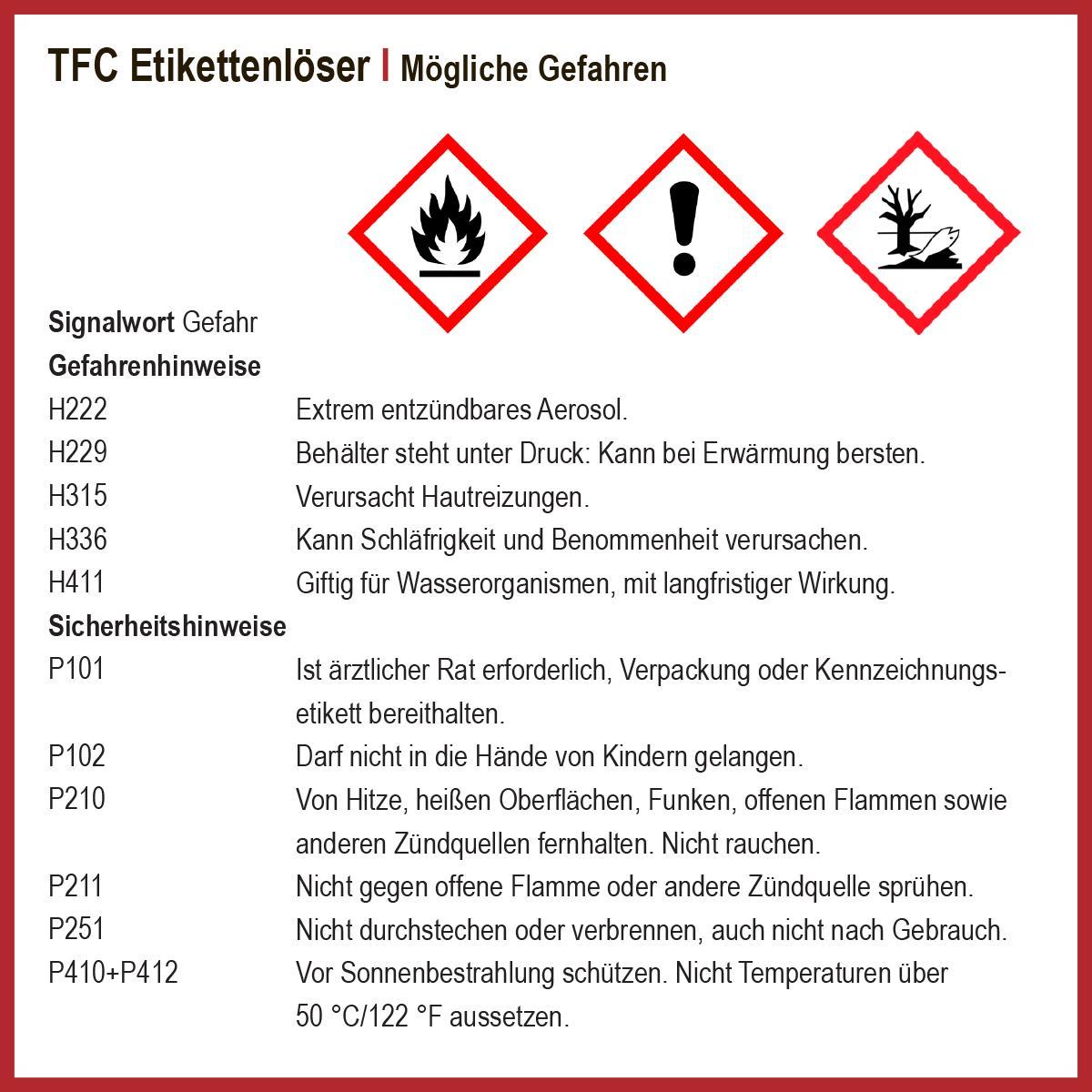 TFC Etikettenlöser Etikettenentferner Kleberlöser Label Remover Spray Menge 500ml - Stück: 1