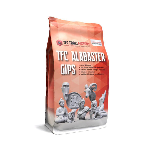 TFC Troll Factory Alabaster Gips, natur weiß, 2x5 kg I Gießmasse für Silikonformen, zum Bemalen und Modellieren, Handabdruck, Babybauch I sehr fein