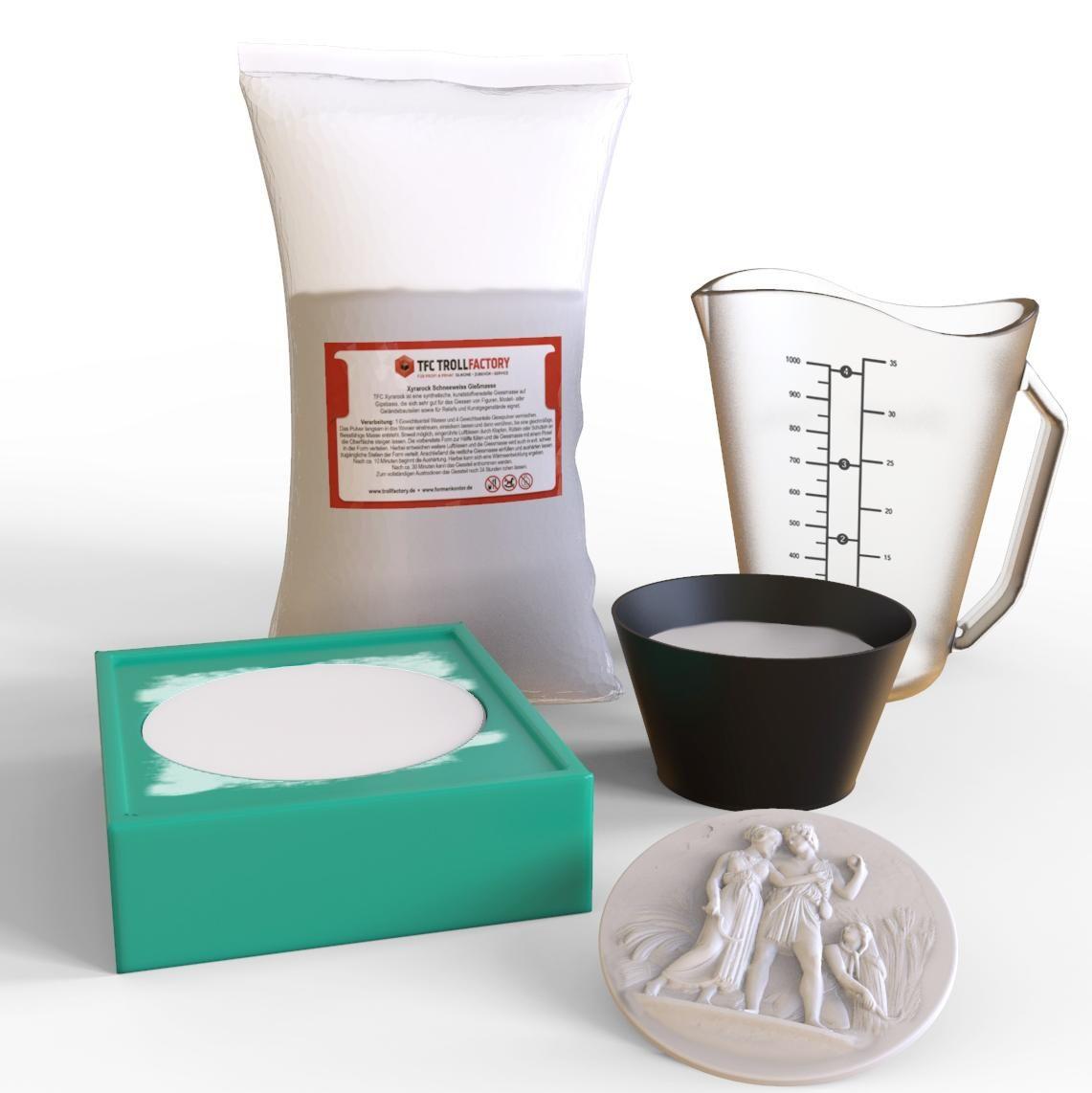 TFC Troll Factory Alabaster Gips, natur weiß, 2x5 kg I Gießmasse für Silikonformen, zum Bemalen und Modellieren, Handabdruck, Babybauch I sehr fein