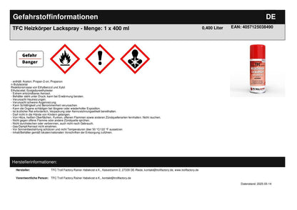 TFC Heizkörper Lackspray - Menge: 1 x 400 ml